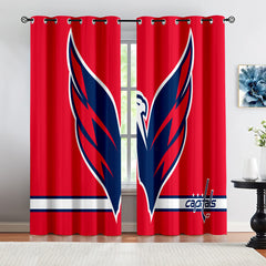 Washington Capitals Hockey League Blackout Curtains Drapes For Window Treatment Set