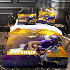 Justin Jefferson Rugby Football Player Duvet Cover Quilt Case Pillowcases
