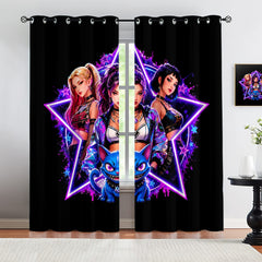 Demon Hunters Kpop Blackout Curtains Drapes for Window Treatment Set