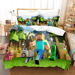 2026 New Minecraft Duvet Cover Quilt Case Pillowcase Bedding Set Without Filler
