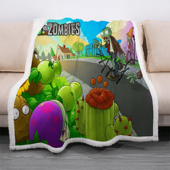 Plants vs Zombies Blanket Cozy Sherpa Fleece Throw Blanket for Kids Adults