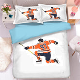 Ice Hockey Edmonton Oilers Duvet Case Quilt Cover Pillowcase Bedding Set Bed Linen Home Bedroom Decor