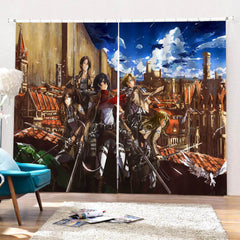 2025 NEW 2 Panels Attack on Titan Curtains Cosplay Blackout Window Drapes