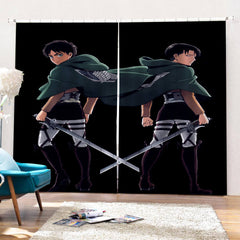 2025 NEW 2 Panels Attack on Titan Curtains Cosplay Blackout Window Drapes