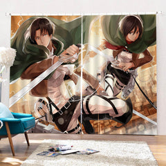 2025 NEW 2 Panels Attack on Titan Curtains Cosplay Blackout Window Drapes