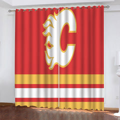 Calgary Flames Hockey League Blackout Curtain for Living Room Bedroom Window Treatment