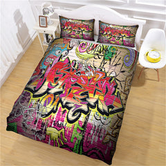 2025 NEW Cafe Hip Hop Street Graffiti Bedding Set Quilt Cover Without Filler