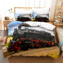 2026 NEW 3 Piece Steam Engine Vintage Locomotive Bedding Set Duvet Covers Sets