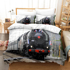 2026 NEW 3 Piece Steam Engine Vintage Locomotive Bedding Set Duvet Covers Sets