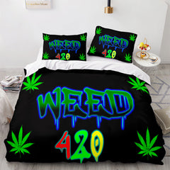2026 NEW 420 weed plant 3 Piece Bedding Sets Quilt Cover Without Filler