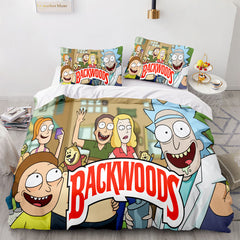 2026 NEW Backwoods Rick and Morty Cosplay 3 Piece Bedding Duvet Cover Sets