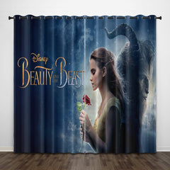 2026 NEW Beauty and the Beast Curtains Pattern Blackout Window Drapes