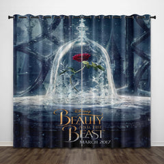 2026 NEW Beauty and the Beast Curtains Pattern Blackout Window Drapes