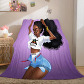 2025 NEW Black African Girl Flannel Blanket Throw Blanket
