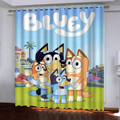2025 NEW Blue Heeler Bingo Curtains Blackout Window Drapes Room Decoration