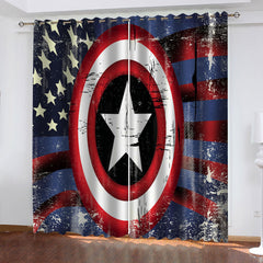 2025 NEW Captain America Curtains Cosplay Blackout Window Drapes Room Decoration