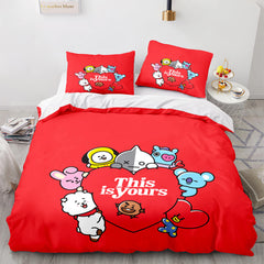 2025 NEW Cartoon BT21 BTS Bedding Set Quilt Duvet Cover Bedding Sets