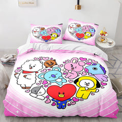 2025 NEW Cartoon BT21 BTS Bedding Set Quilt Duvet Cover Bedding Sets