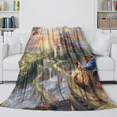 2025 NEW Cartoon Beauty and the Beast Blanket Flannel Throw Room Decoration