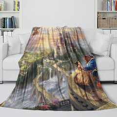 2025 NEW Cartoon Beauty and the Beast Blanket Flannel Throw Room Decoration