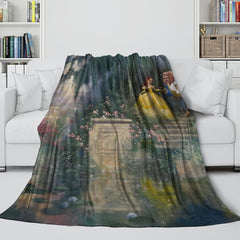 2025 NEW Cartoon Beauty and the Beast Blanket Flannel Throw Room Decoration