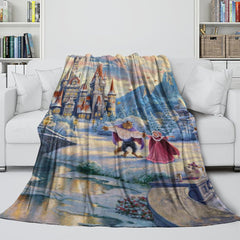 2025 NEW Cartoon Beauty and the Beast Blanket Flannel Throw Room Decoration