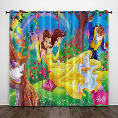 2025 NEW Cartoon Beauty and the Beast Curtains Pattern Blackout Window Drapes