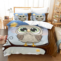 2025 NEW Cartoon Owl Bedding Sets Kids Birthday Quilt Cover Without Filler