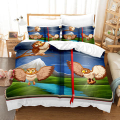 2025 NEW Cartoon Owl Bedding Sets Kids Birthday Quilt Cover Without Filler