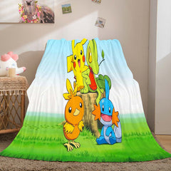 2025 NEW Cartoon Pikachu Pattern Blanket Flannel Throw Room Decoration