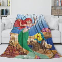2026 NEW Cartoon The Little Mermaid Blanket Flannel Fleece Throw Room Decoration