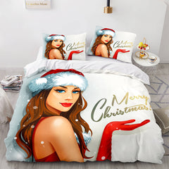 2025 NEW Christmas Script Bedding Sets Full Quilt Covers Without Filler