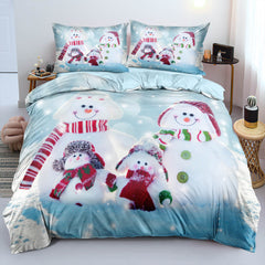 2025 NEW Christmas Snowman Pattern Bedding Sets Quilt Cover Without Filler
