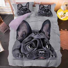2025 NEW Cute Dog Cartoon Pug Bedding Set Quilt Covers Room Decoration