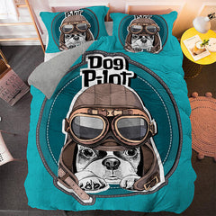 2025 NEW Cute Dog Cartoon Pug Bedding Set Quilt Covers Room Decoration