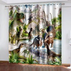 2025 NEW Dinosaur Curtains Blackout Window Treatments Drapes Room Decoration