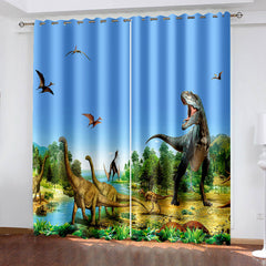 2025 NEW Dinosaur Curtains Blackout Window Treatments Drapes Room Decoration