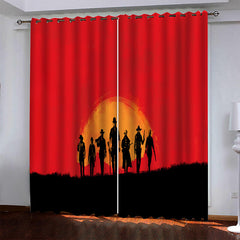 2025 NEW Game Red Dead Redemption Pattern Curtains Blackout Window Drapes