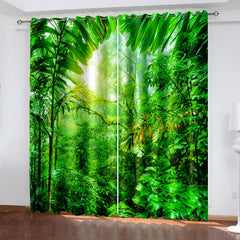 2025 NEW Green Plants Curtains Blackout Window Treatments Drapes for Room Decoration