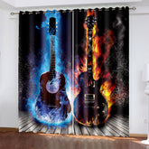 2025 NEW Guitar Curtains Blackout Window Treatments Drapes for Room Decoration
