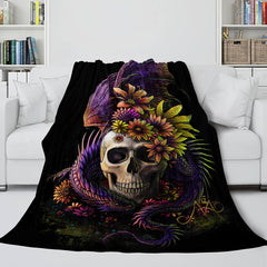 2025 NEW Halloween Decoration Skeleton Skull Bed Blanket Flannel Blanket Sets