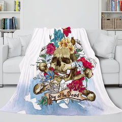 2025 NEW Halloween Decoration Skeleton Skull Bed Blanket Flannel Blanket Sets