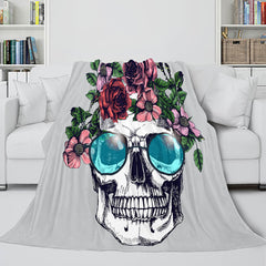 2025 NEW Halloween Decoration Skeleton Skull Bed Blanket Flannel Blanket Sets