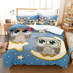 2025 NEW Hand-Painted Cartoon Owl Bedding Set Quilt Covers Without Filler