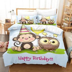2025 NEW Hand-Painted Cartoon Owl Bedding Set Quilt Covers Without Filler