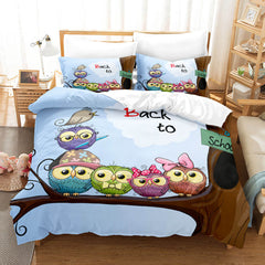 2025 NEW Hand-Painted Cartoon Owl Bedding Set Quilt Covers Without Filler
