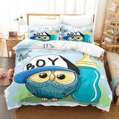 2025 NEW Hand-Painted Cartoon Owl Bedding Set Quilt Covers Without Filler