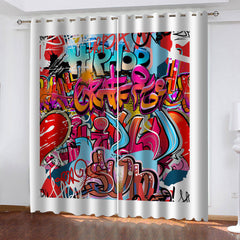 2025 NEW Hip Hop Street Graffiti Curtains Blackout Window Drapes Room Decoration