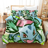 Pokemon Pikachu Rose Bulbasaur Duvet Cover Quilt Cover Pillowcase Bedding Set