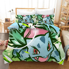 Pokemon Pikachu Rose Bulbasaur Duvet Cover Quilt Cover Pillowcase Bedding Set